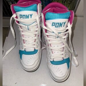PONY M-110 Archive sneakers in White, Scuba Blue, and Pink